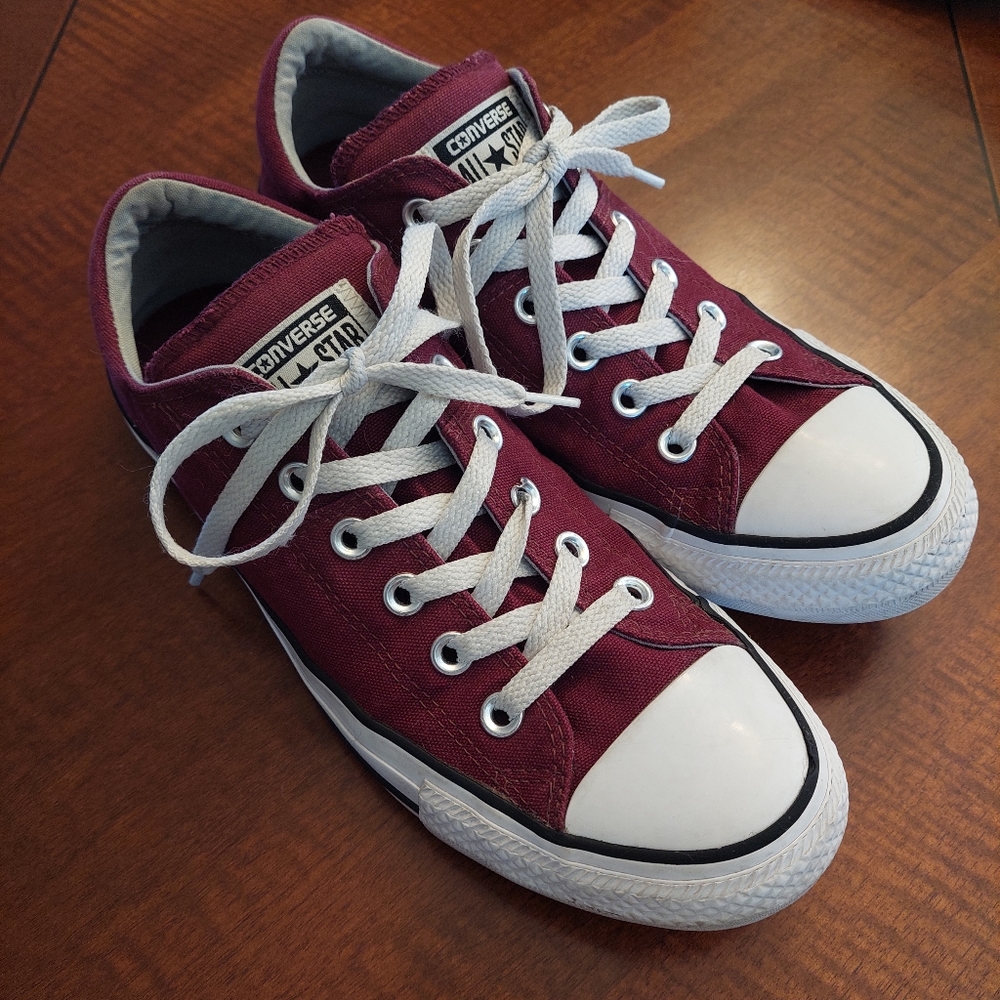 Maroon Converse shoes
